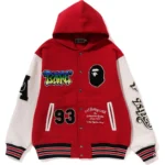 BAPE HOODIE LUX SPORT BADGES SWEAT JACKET MENS-RED