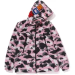 BAPE WARM UP CAMO SHARK HOODIE JACKET LADIES-PINK