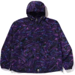 BAPE HOODIE MARBLING CAMO NYLON JACKET MENS