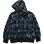 BAPE HOODIE APE HEAD GRAFFITI SHARK FULL ZIP RELAXED FIT