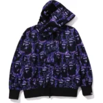 BAPE HOODIE APE HEAD GRAFFITI SHARK FULL ZIP RELAXED FIT