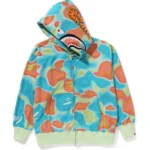 BAPE LIQUID CAMO SHARK RELAXED FIT FULL ZIP HOODIE MENS