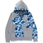 BAPE ABC CAMO PATCHWORK FULL ZIP HOODIE-BLUE