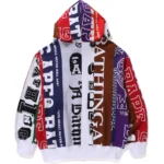 BAPE HOODIE FANS SCARF FULL ZIP HOODIE MENS-MULTI