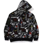 BAPE HOODIE HAND DRAW PATTERN SHARK ZIP HOODIE MENS