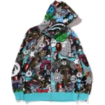 BAPE HOODIE COMIC ART SHARK ZIP HOODIE MENS-MULTI