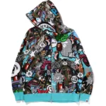 BAPE HOODIE COMIC ART SHARK ZIP HOODIE MENS-MULTI