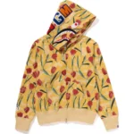 BAPE TULIP CAMO SHARK FULL ZIP HOODIE LADIES-YELLOW