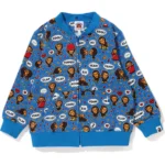 BAPE BABY MILO ZIP HOODIE REMOVABLE KIDS-BLUE