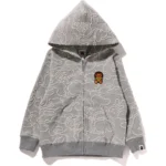 BAPE NEON CAMO JACQUARD BABY MILO ZIP HOODIE KIDS-GRAY