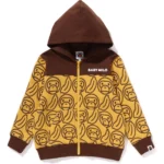 BAPE BANANA MILO KNIT JACQUARD ZIP HOODIE KIDS-YELLOW