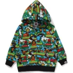 BAPE HOODIE BABY MILO GAME PATTERN ZIP HOODIE KIDS-MULTI