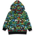 BAPE HOODIE BABY MILO GAME PATTERN ZIP HOODIE KIDS-MULTI