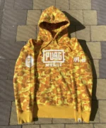 Bape x PUBG Yellow Orange Camo Hoodie