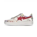 BAPESTA Sk8 Low Splash Ink Shoes-WHITE