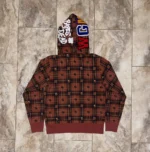 Bape x Undefeated Plaid Check Shark Full Zip Hoodie